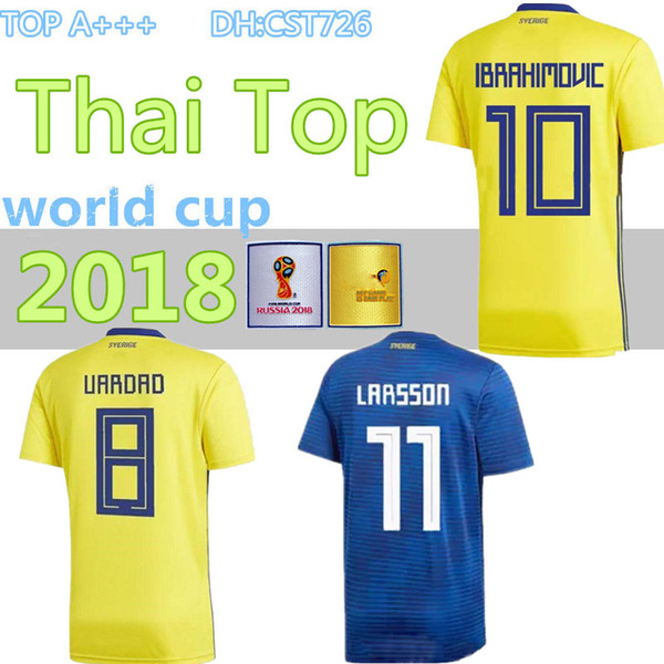 2018 SWEDEN World Cup HOME KIT IBRAHIMOVIC KALLSTROM Soccer Jerseys 18 Sweden National Team Jerseys Football shirt