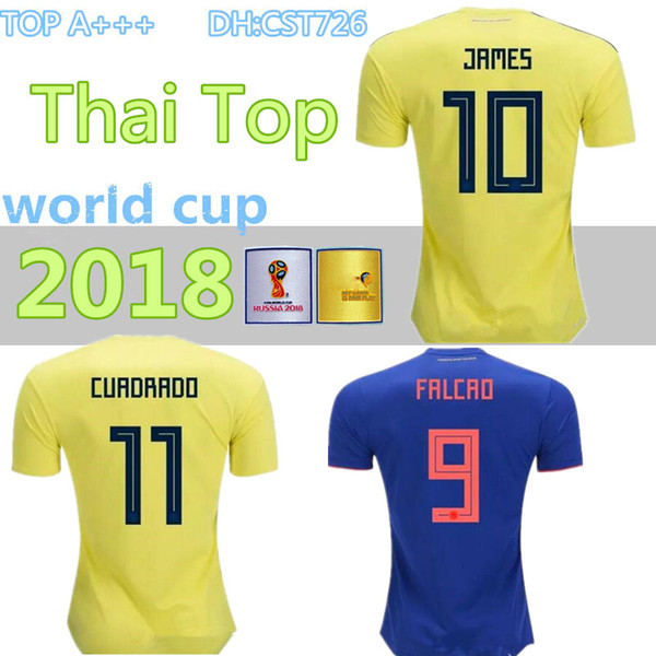 Colombia 2018 World Cup Soccer Jerseys Colombia Home Yellow Away Blue FALCAO JAMES Camisa De Futebol Best Quality CUADRADO football shirts