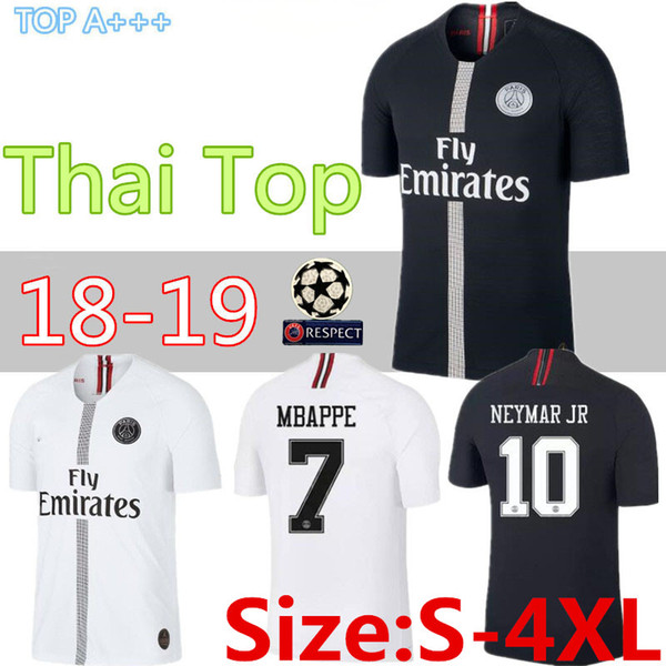 Size:S-4XL 18 19 psg jersey 7 mbappe black white champions league maillot de foot Paris 9 CAVANI CHOUPO-MOTING third 3rd soccer shirts