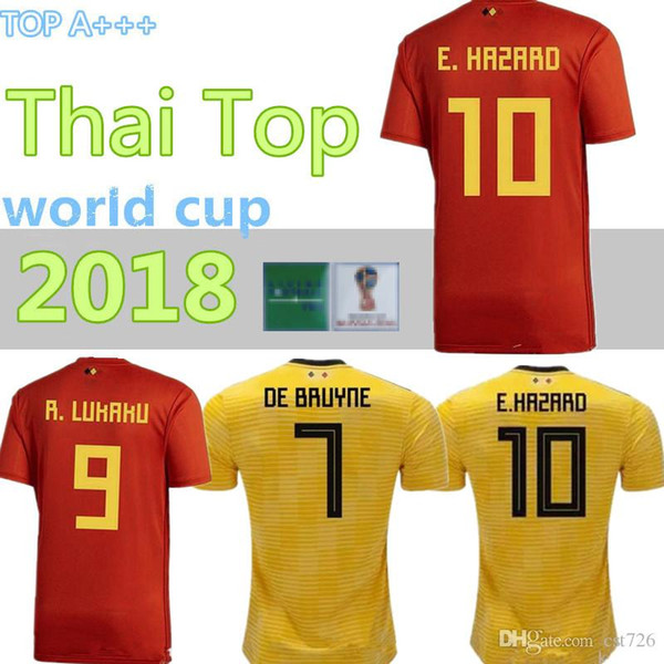 Belgium 2018 World Cup Home red top Thailand Quality LUKAKU FELLAINI E.HAZARD KOMPANY DE BRUYNE Soccer Jersey Belgium football shirt