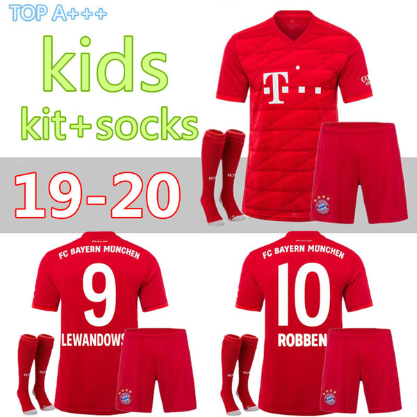 Thailand Bayern Munich Kids kit+socks Soccer jersey JAMES RODRIGUEZ 19 20 LEWANDOWSKI MULLER KIMMICH HUMMELS Football shirt Champions