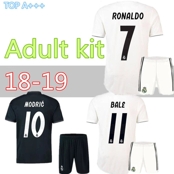 Adult kit 18 19 Real Madrid RONALDO home Away soccer jersey 2018 2019 BENZEMA SERGIO RAMOS MORATA ISCO ASENSIO BALE football jersey short