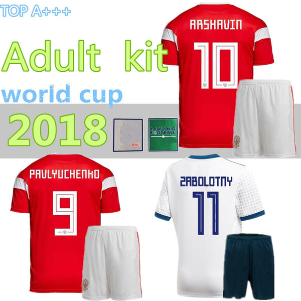 Whosales Russia 2018 World Cup adult Soccer Jerseys+shorts Custom #10 DZAGOEV #11 SMOLOV ARSHAVIN 11 KERZHAKOV Football Shirt Uniforms