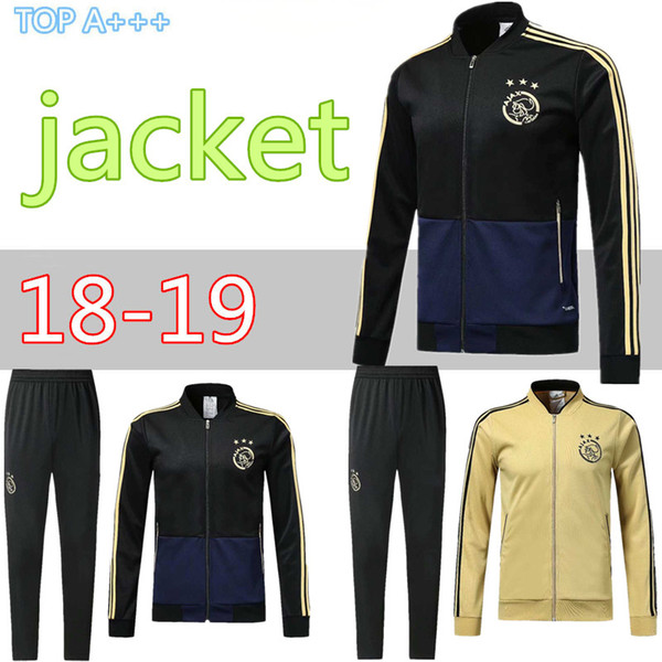 Top quality 18 19 Ajax FC jacket training suit 2018 2019 HUNTELAAR DOLBERG NOURI ZIYECH Ajax football jacket Long zipper soccer tracksuit