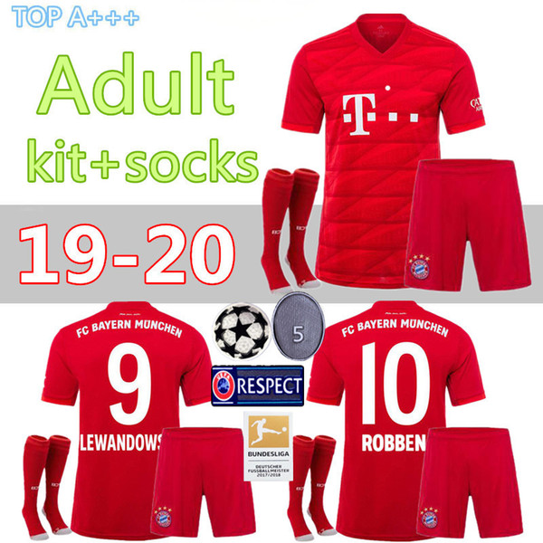 Adult kit+socks Thailand Bayern Munich Soccer jersey JAMES RODRIGUEZ 2019 2020 LEWANDOWSKI MULLER KIMMICH HUMMELS Football shirt Champions