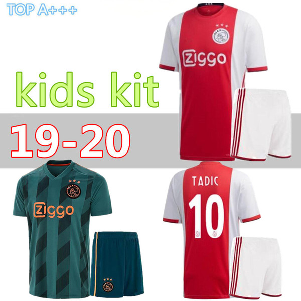 Kids kit 2019 2020 AJAX home Soccer Jerseys #21 DE JONG away Shirt ajax 19/20 #10 TADIC #4 DE LIGT #22 ZIYECH child football uniforms