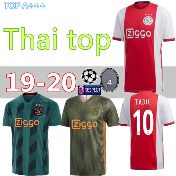 2019 AJAX home Soccer Jerseys #21 DE JONG away Shirt ajax 19/20 #10 TADIC #4 DE LIGT #22 ZIYECH Men football uniforms