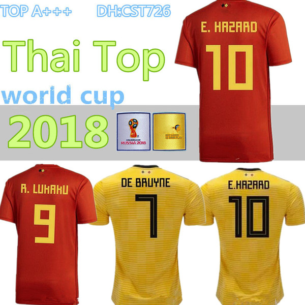 Belgium 2018 World Cup Home red top Thailand Quality LUKAKU FELLAINI E.HAZARD KOMPANY DE BRUYNE Soccer Jersey 18 19 Belgium football shirt