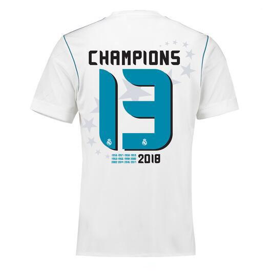 13 Champion Real Madrid Home white Soccer Jersey 17/18 Real Madrid soccer shirt 2018 Ronaldo Bale 13 Champion Football uniforms