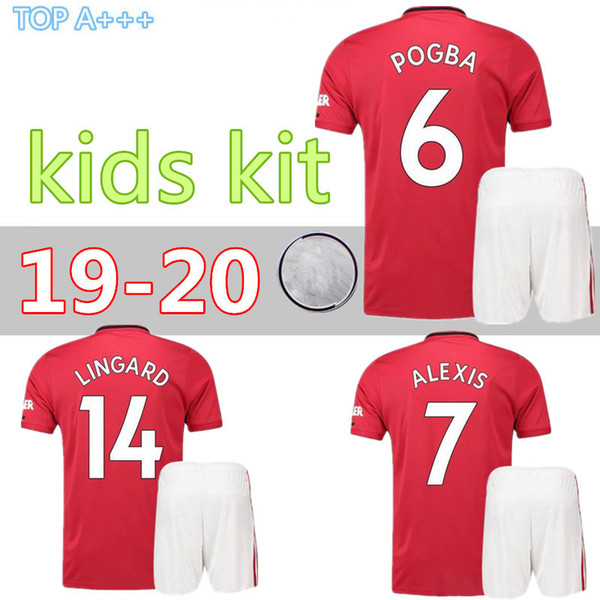 kids kit Thailand FC POGBA soccer jersey 2019 2020 LINGARD LUKAKU RASHFORD football shirt united UtD 19 20 uniforms child jerseys manchester