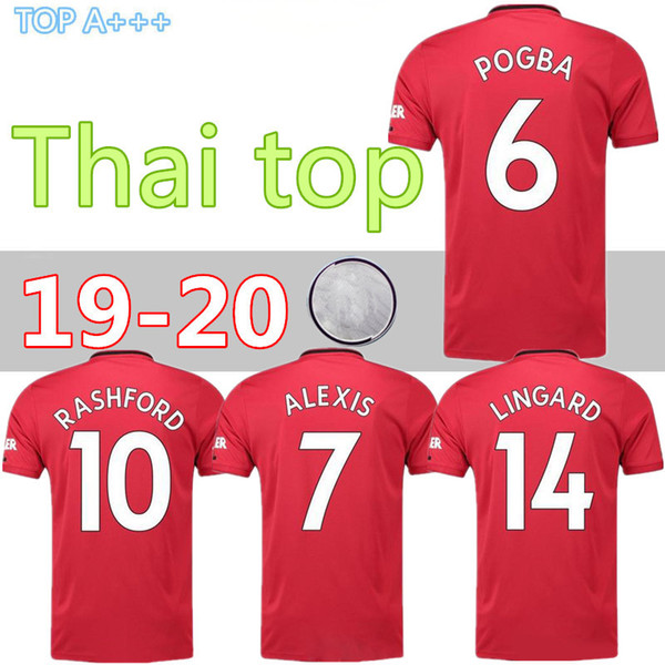 Thailand TOP POGBA LINGARD 2019 2020 manchester soccer united jerseys utd 2019 2020 martial RASHFORD football shirt MARTIAL jersey FRED