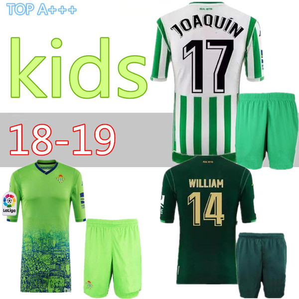 KIDS KIT REAL BETIS HOME away third JOAQUIN SOCCER JERSEYS BOUDEBOUZ MANDI BARTA TELLO CARVALHO WILLIAM JERSEY BOYS FOOTBALL SHIRTS