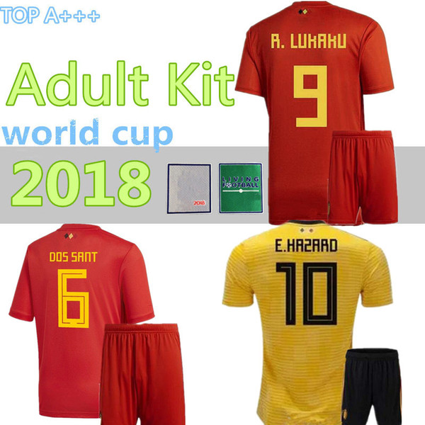 2018 World Cup Belgium Adult Kits Soccer Jersey Home away Full Sets LUKAKU FELLAINI E.HAZARD KOMPANY DE BRUYNE Belgium football shirt Socks