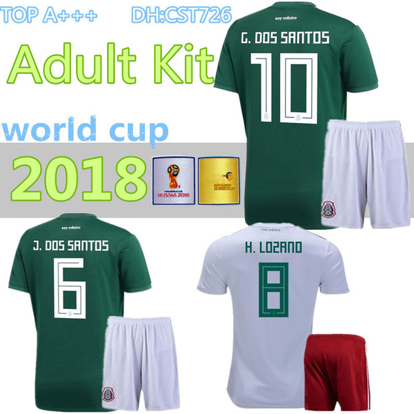 2018 World Cup Soccer jersey adult Kits Mexico home green CHICHARITO FABIAN G DOS SANTOS Mexico away white men Football shirt