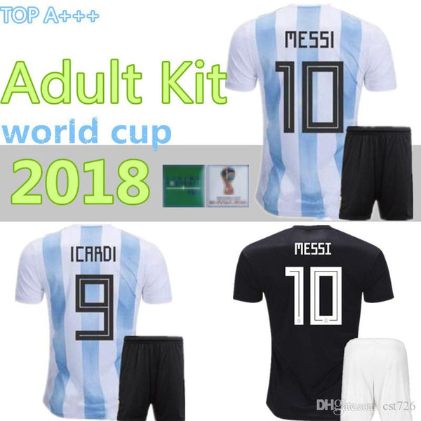 soccer jersey adult KITS Argentina World Cup MESSI DYBALA Argentina home Away AGUERO DI MARIA HIGUAIN 18 19 football shirts Free patch