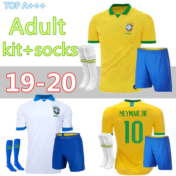 2019 Copa America Brazil adult kits +socks Soccer Jersey 19 20 PAULINHO G.JESUS P.COUTINHO D.COSTA WILLIAN football Shirts Football jersey