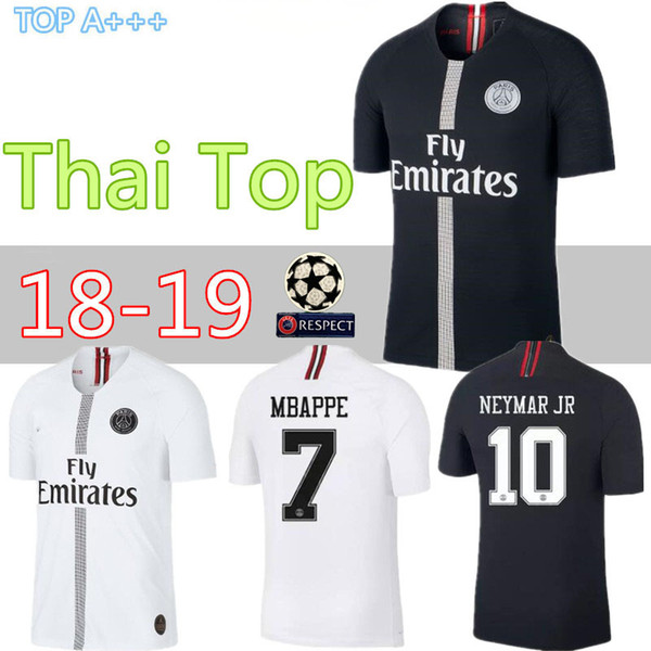 18 19 psg jersey 7 mbappe black white champions league maillot de foot 2018 2019 Paris 9 CAVANI CHOUPO-MOTING third 3rd soccer shirts