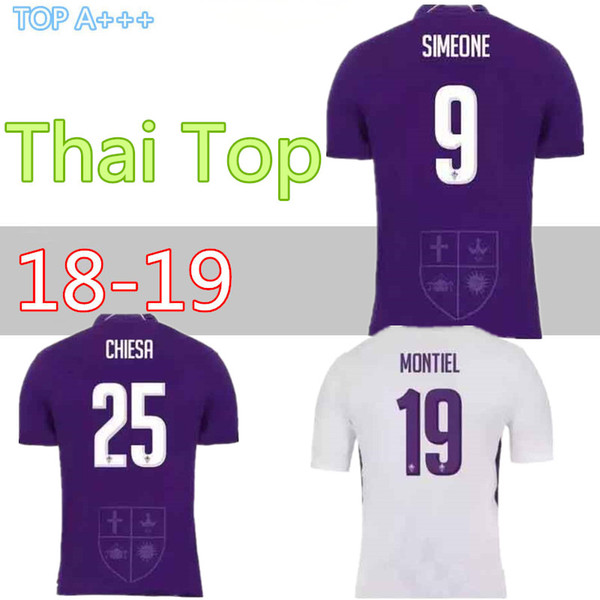 018 2019 Fiorentina AWAY white SOCCER JERSEY 9 SIMEONE 17 VERETOUT 18 19 florence home purple 10 PJACA DIKS quality football shirall Shirts