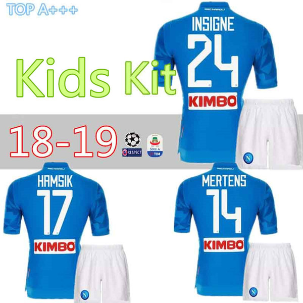 New Napoli Soccer Jersey kids kits 2018 2019 Naples HAMSIK ZIELINSKI INSIGNE MERTENS CALLEJON PLAYER home football shirts kit best quality