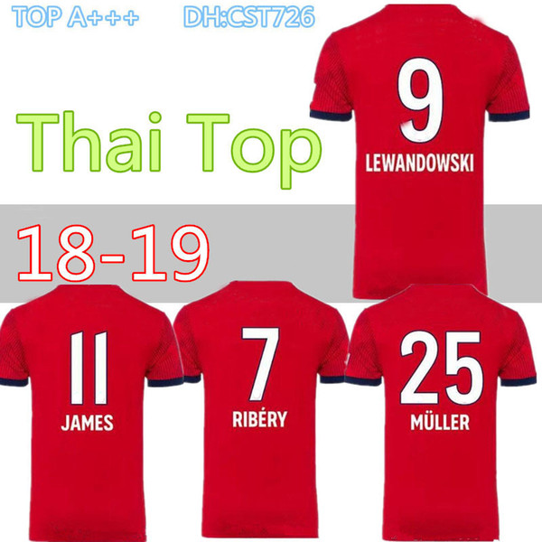 2018 2019 JAMES VIDAL RIBERY GOTZE SANCHES LAHM home away red jerseys 18 19 LEWANDOWSKI MULLER ROBBEN BOATENG ALABA Goalkeeper sports shirt