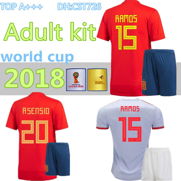 Spain adult kit home Away Soccer Jersey 2018 world cup Spain home soccer shirt 2018 MORATA ISCO ASENSIO RAMOS PIQUE Football