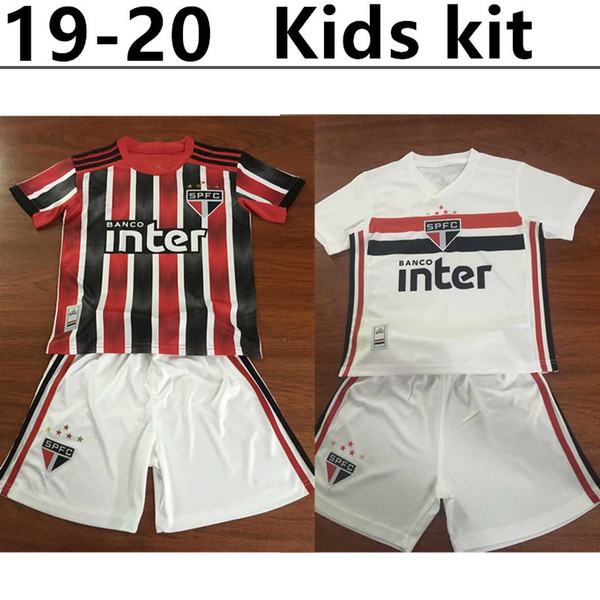 Kids Sao Paulo soccer jersey home white away red 19 20 NENE DIEGO SOUZA B. ALVES 2019 CUEVAS JUCILEI Football shirts uniform