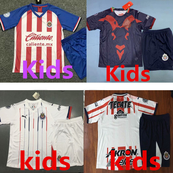 New boy 2019 2020 Chivas de Guadalajara Soccer Jerseys 9 A.PULIDO 10 LOPEZ A.ZALDIVAR Custom Home Away Kids Football Shirt