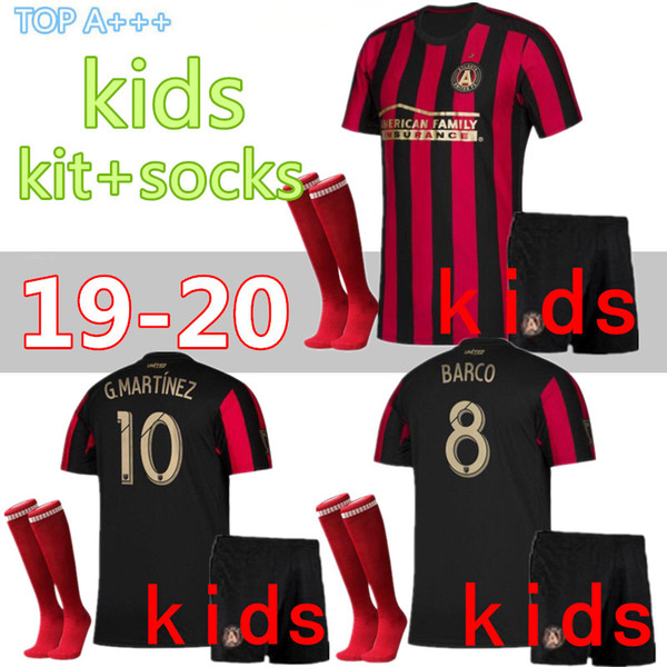 19 20 Atlanta United FC kids kit +socks MLS Soccer Jersey 2019 Home MARTINEZ G.MARTINEZ Soccer shirt VILLALBA BARCO Child football un