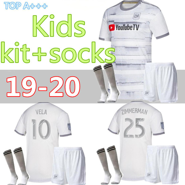 Kids kit+socks 2019 2020 Lafc Soccer Jersey 19 20 Home Black Away White Carlos Vela Football Jerseys Shirt FOOTBALL UNIFORMS