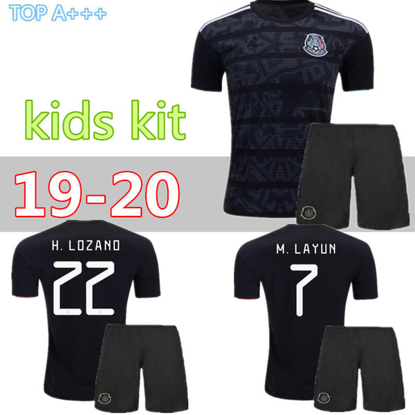 Kids Jersey 2019 Mexico Gold Cup Soccer Jerseys Home Black Youth Boys CHICHARITO Camisetas de futbol H.LOZANO DOS SANTOS VELA RAUL Shirts