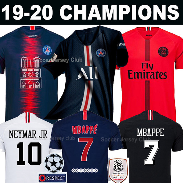 18 19 PSG Paris 19 20 Third 3RD champions soccer jersey red MBAPPE 2019 2020 Maillot De Foot men kids women Football shirt Thailand quality