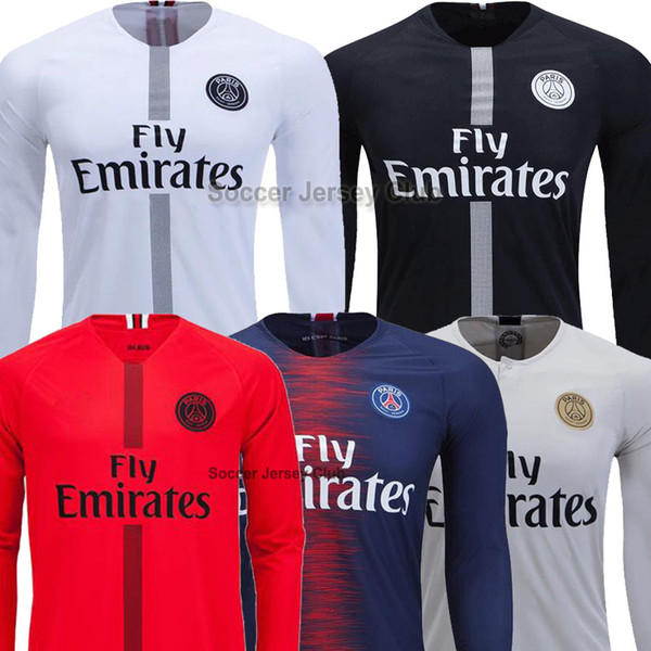 18 19 PSG Long Sleeve Soccer Jersey Paris MBAPPE CAVANI full saint germain DANI ALVES third away 2018 2019 Thailand quality football shirt