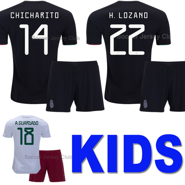 2019 Mexico Kids Soccer Jerseys CHICHARITO LOZANO CHUCKY Boys Gold Cup Football Shirts Uniform Youth G DOS SANTOS Child camisetas de futbol