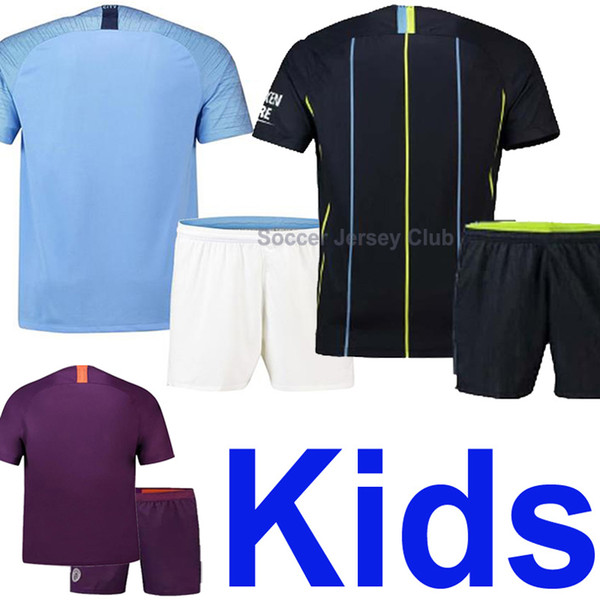 18 19 Kids kits MANCHESTER MAHREZ JESUS MAN KUN AGUERO City soccer jersey DE BRUYNE children youth thailand quality football shirs uniform