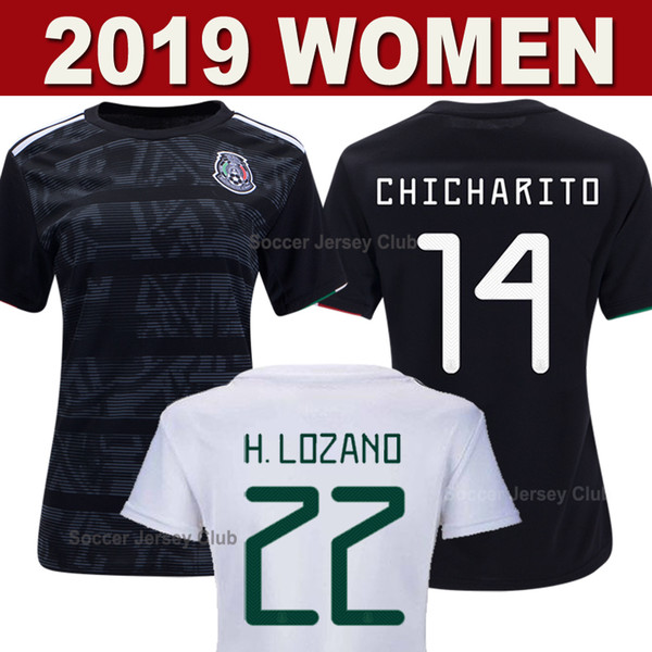 Women Mexico soccer jersey 2019 Gold Cup black Female Football Shirt kits CHICHARITO LOZANO MARQUEZ DOS SANTOS GUARDADO Camisetas de fútbol