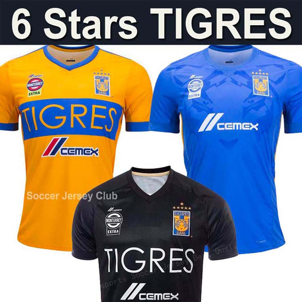 6 Star Tigres UANL Soccer Jersey GIGNAC VARGAS GUERRON 17 18 Mexico Club Tigres UANL DAMIAN SOSA H.AYALA top Thailand quality Football Shirt