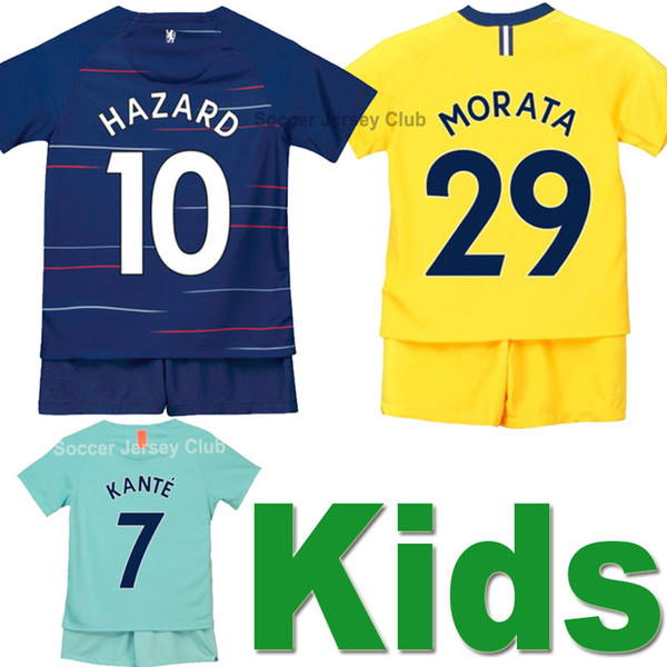 Kids kits Thailand HAZARD MORATA KANTE soccer jersey 2019 child WILLIAN GIROUD PEDRO JORGINHO KOVACIC boys 18 19 football shirt uniforms