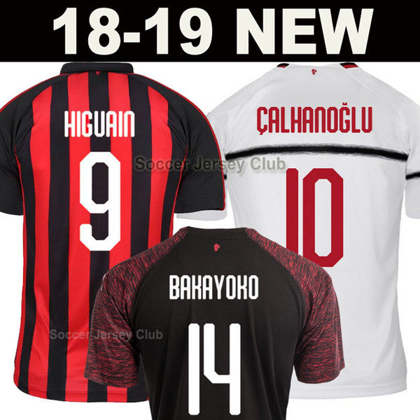 18 19 AC Milan soccer jersey HIGUAIN SUSO BORINI 2018 2019 football shirt KESSIE CUTRONE CALDARA Camisa CALHANOGLU thailand quality maillot