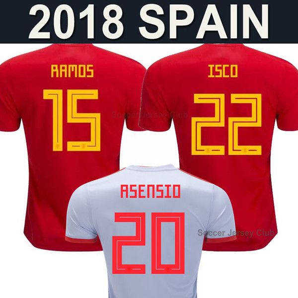 2018 Spain Soccer Jersey World Cup INIESTA RAMOS MORATA ISCO national team Football Shirt ASENSIO SERGIO SILVA TORRES camiseta de fútbol