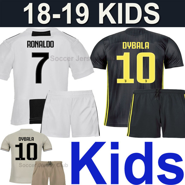 18 19 JUVENTUS Kids kits RONALDO MANDZUKIC EA Sports soccer jersey 2019 Child DYBALA KHEDIRA PJANIC JUVE boys football shirt Thai quality