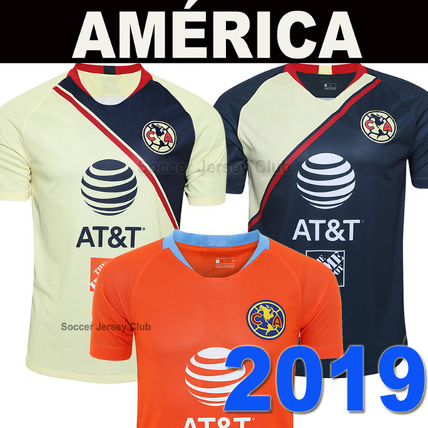 Club America soccer jersey Mexico LIGA MX 2018 2019 R.SAMBUEZA ROMERO 3rd orange Football Shirt 19 20 Thailand quality Camiseta de futbol