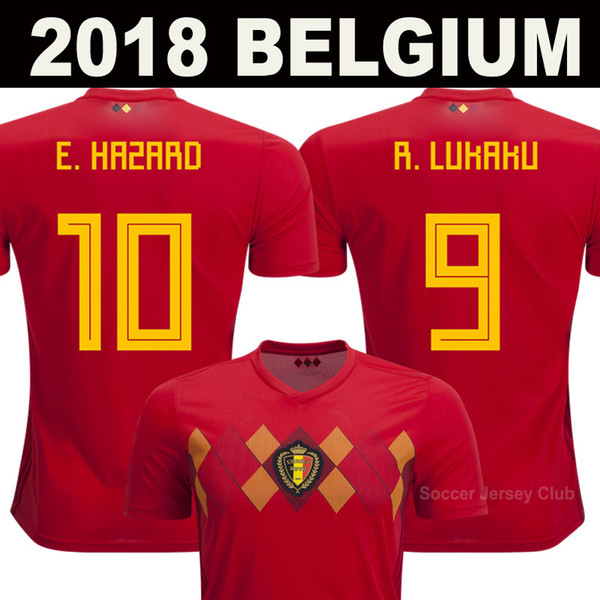 2018 World Cup Belgium Soccer Jerseys DE BRUYNE Thailand Quality R.LUKAKU FELLAINI E.HAZARD KOMPANY BATSTUAYI MERTENS BELGIUM football shirt