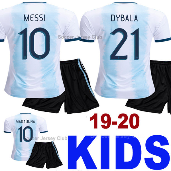 2019 2020 Argentina Kids soccer jersey Copa America child MESSI DYBALA AGUERO HIGUAIN thailand quality football shirt Camisetas de futbol