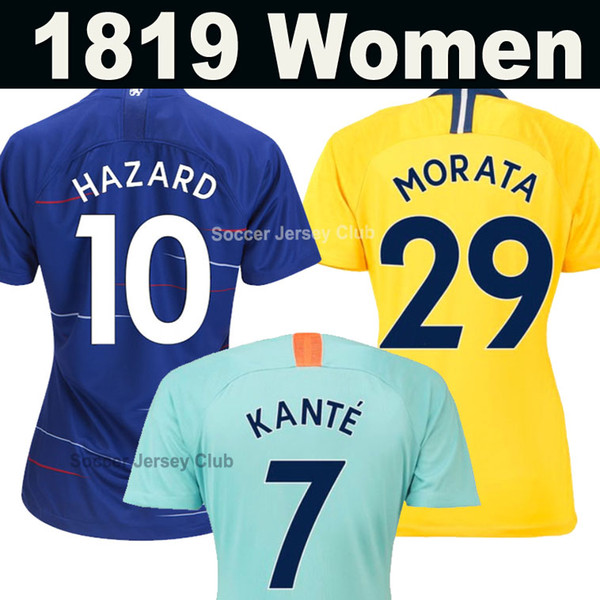 Women Thailand HAZARD MORATA KANTE soccer jersey 2019 WILLIAN GIROUD PEDRO JORGINHO KOVACIC RUDIGER MORATA female 18 19 football kit shirt