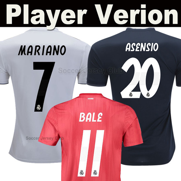 Player version 18 19 Real madrid soccer Jersey 2018 2019 MARIANO BALE ASENSIO RAMOS ISCO KROOS champions league shirts Camiseta de la fútbol