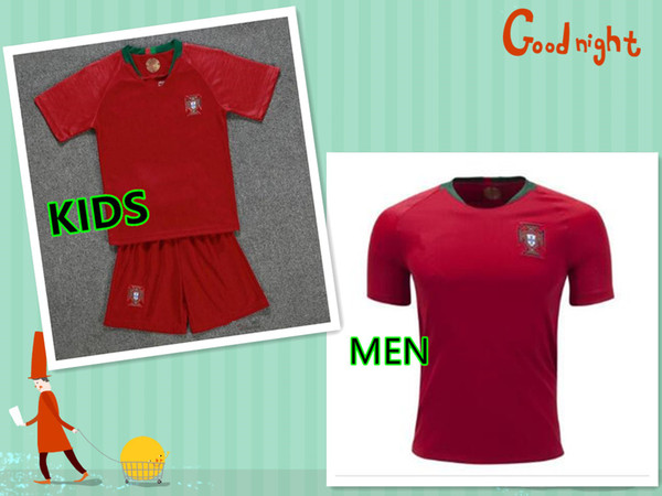 2019 children's suit Portuguese football uniform 7 RONALDO youth men's football sweatshirt 9 EDER 10 J.MARIO 3 PEPE 8 J.MOUTINHO home jersey