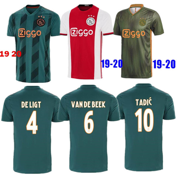 Ajax home red white football jersey 19/20 Ajax away jersey 2019#10 TADIC#21 DE JONG#25 DOLBERG#22 ZIYECH football uniform size S-2XL