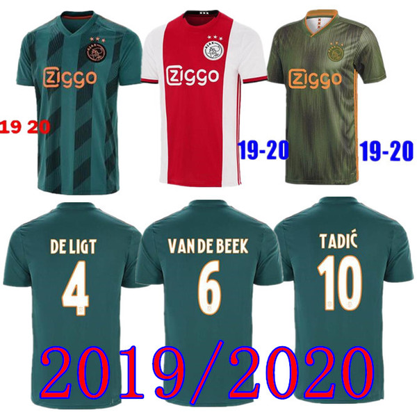 2019 Champion patch version Ajax jersey home red and white jersey away jersey 2019#10 TADIC#21 DE JONG#4 DE LIGT#22 ZIYECH football uniform