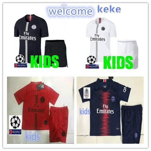 2018-19 PSG Champions League Paris Saint-Germain Children's Jersey 7 Mbappe 11 DI MARIA 6 Verratti 9 Cavani 27 Pastore Football