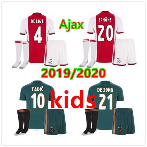 19 20 ajax children's football sweatshirt set DE LIGT DE JONG NERES VAN DE BEEK2019 2020 ajax TADIC ZIYECH KIDS football shirt